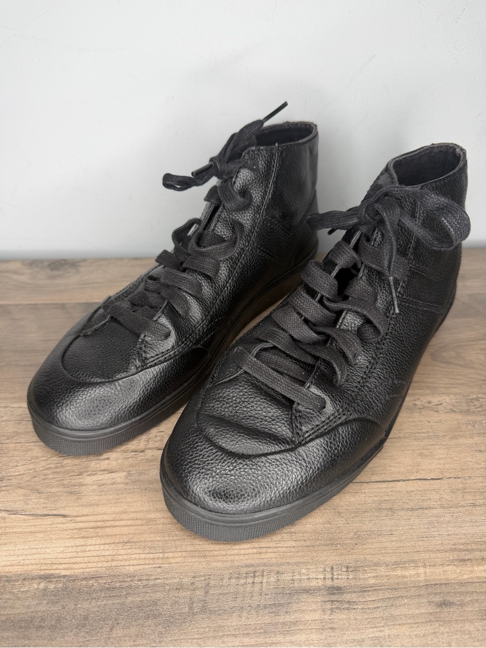 Men's Pony Black Leather High-Top Sneakers size 8.5